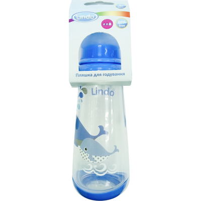 Пляшечка для годування LINDO (Ліндо) артикул 125 з силіконовою соскою для дітей з трьох місяців 250 мл